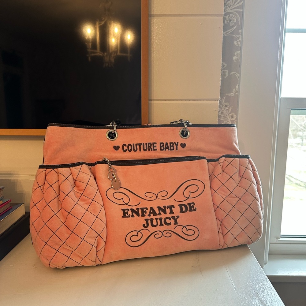 2000s Juicy Couture Pink Velour Diaper Bag